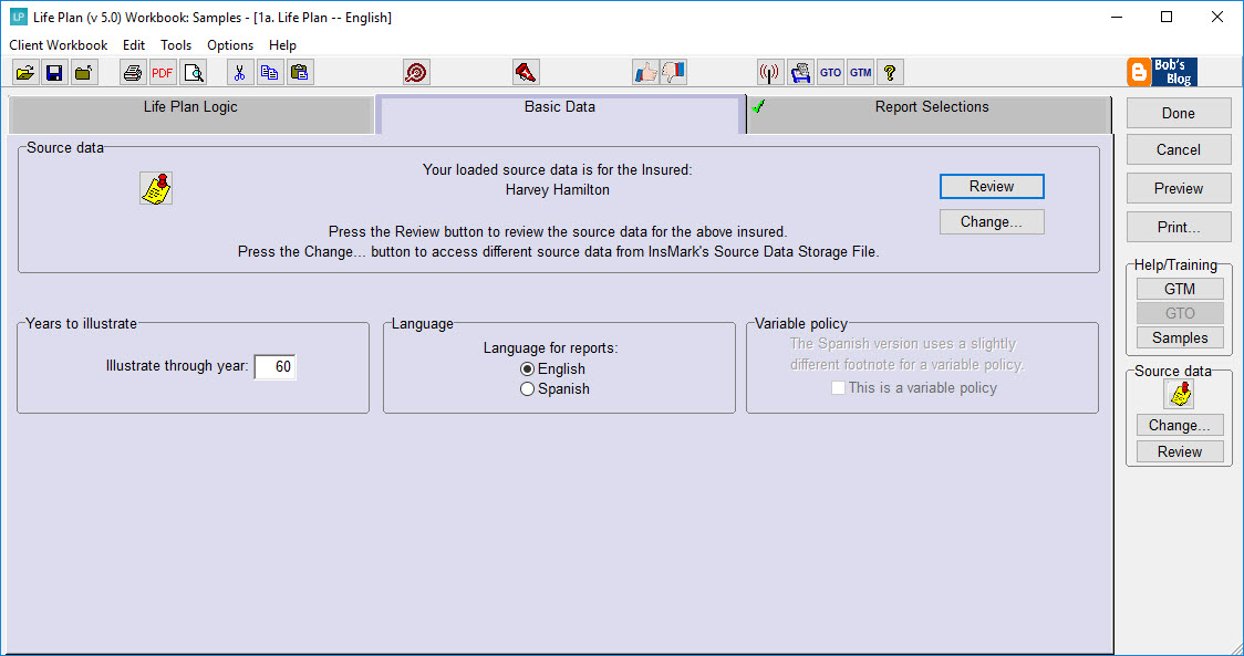 Life Plan - Sample Input Screen 2