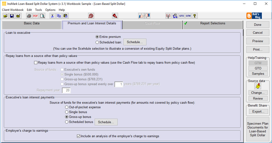 Loan-Based Split Dollar - Sample Input Image 2