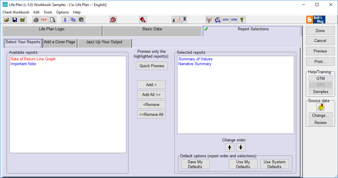 Life Plan - Sample Input Screen 3
